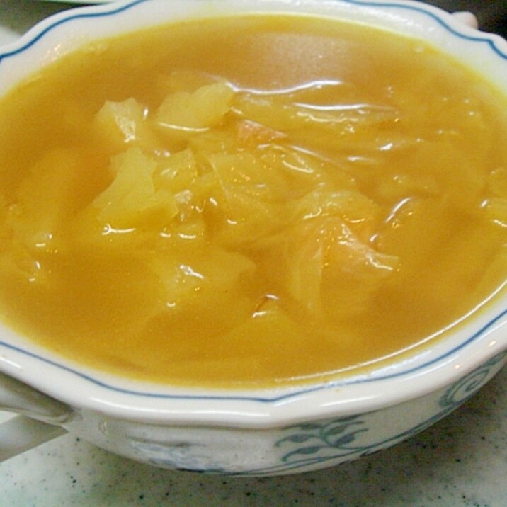 キャベツのカレー風味スープ